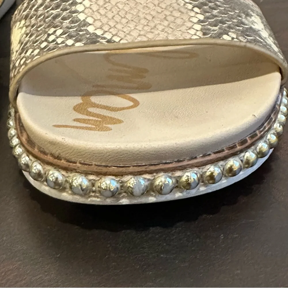 Sam Edelman Size 8.5 Chunky Flatform Open Toe Slide Snakeskin Strappy Sandal - Picture 7 of 16